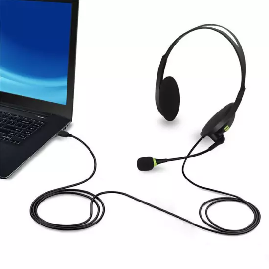 USB Headset with Microphone Computer Headphones for Laptop PC Call Center Work