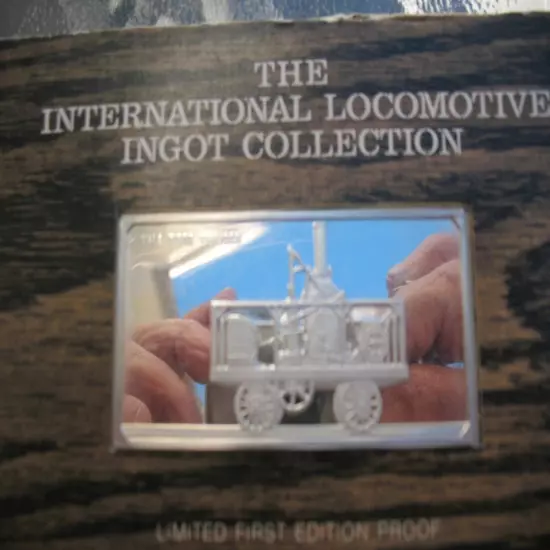 2 .OZ SILVER INGOT- BAR LOCOMOTIVE- TRAIN 1830 TOM THUMB FRANKLIN MINT+GOLD"