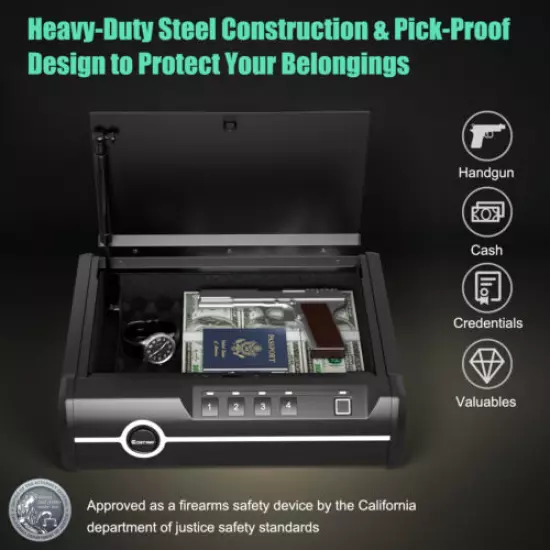 Costway Safety Gun Box Dual Firearm Safety Device w/ Biometric Fingerprint Lock