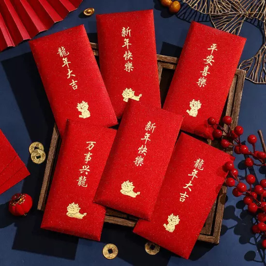 6pcs 2024 Year Of The Dragon Red Packets Spring Festival Wedding Money EnveloJO