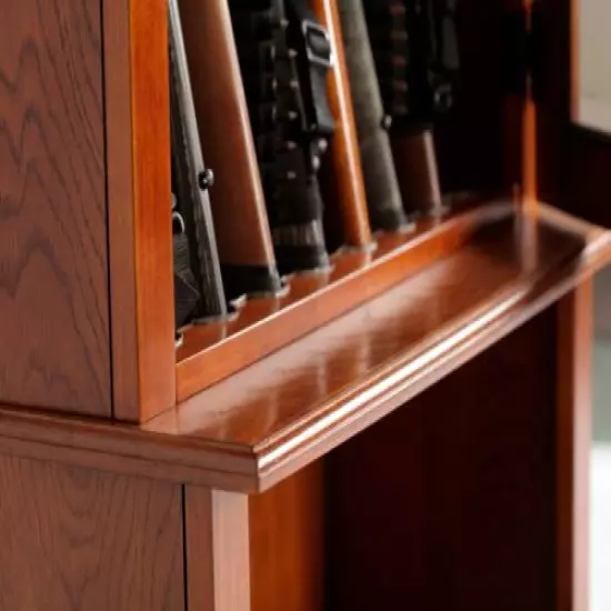 Gun Safe Cabinet 8 Rifles Solid Wood Storage Locker Shotgun Lock Shelf Case Rack