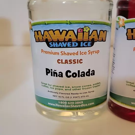 Hawaiian Shaved Ice Syrup Cherry Piña Colada Cotton Candy 16 Oz. 3 Ct. Bottles