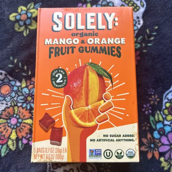 Solely Organic Mango & Orange Whole Fruit Gummies 8 Pack