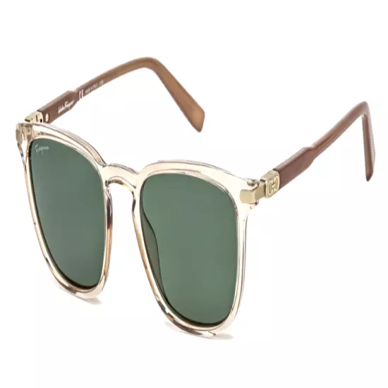 New SALVATORE FERRAGAMO Sunglasses SF 881S 690 Champagne Green Lenses 53-19-140