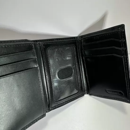 Men's Fossil Wallet, Trifold Black Leather Wallet