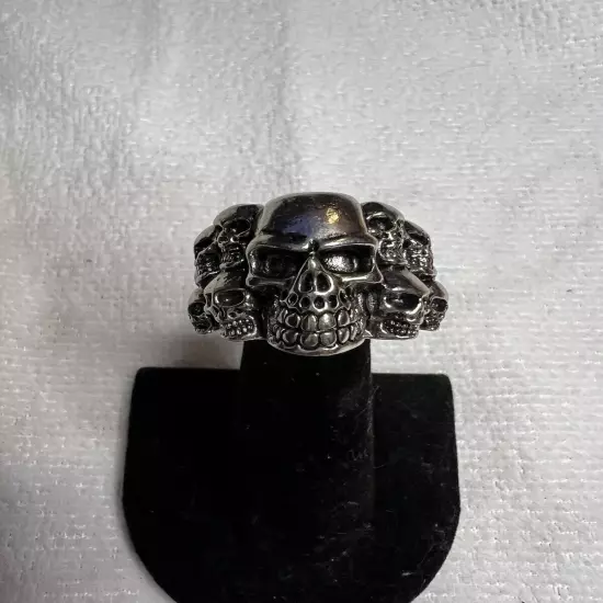 WARRIOR SKULL RING MEN BIKER RING Silver 925 - Made In USA