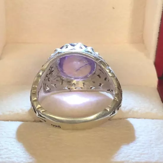 Men 925 silver ring Natural Dur Najaf Gemstone خاتم الدرالنجفي لون طبيعي نادرفحل