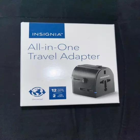 Insignia- All-in-One Travel Adapter with 2 USB Ports - Black