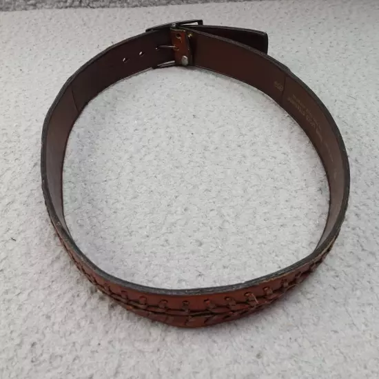 Mens Leather Braided Belt Hand Laced Steerhide Brown Sz 30 Vintage 1.5 in Haiti