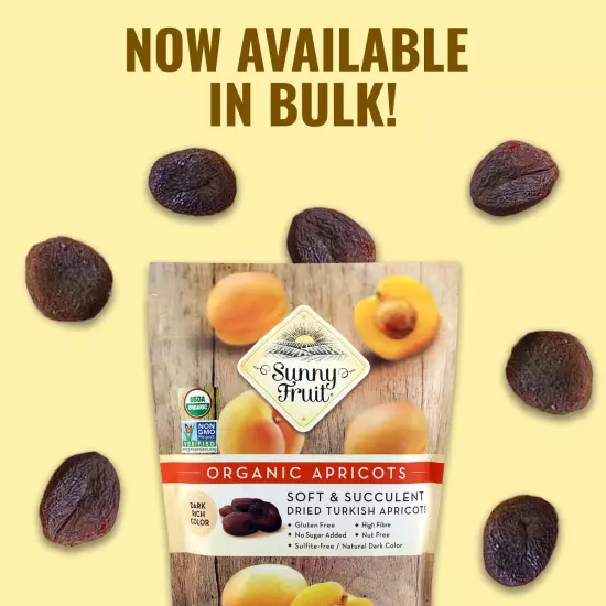 Soft Organic Turkish Dried Apricots, 2 Pound Bulk Bag | Healthy, Sweet Snack | O