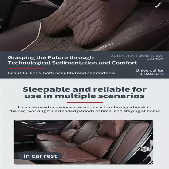 Car Leather Headrest Lumbar Support Rest Neck Pillow Back Cushion Waist Supports