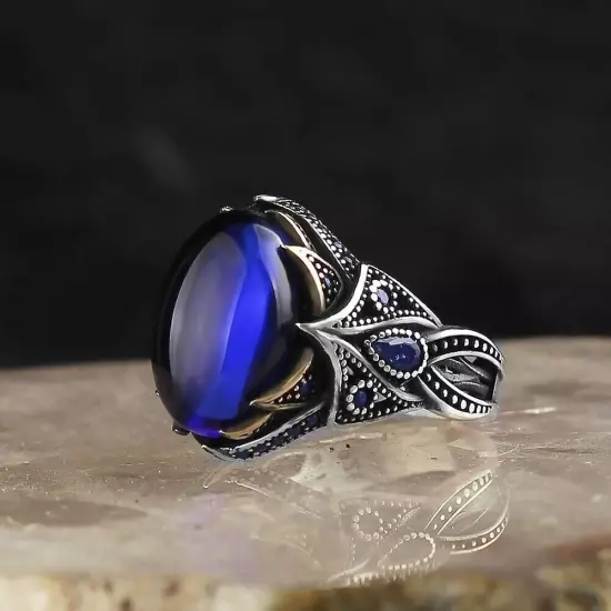 Zircon Stone 925 Sterling Silver Men's Ring Silver Men's Jewelry Natural Stone