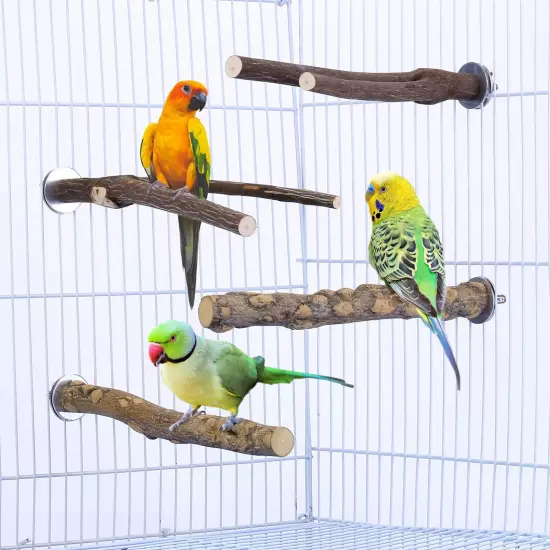 4 Pcs Bird Perches Parrot Stand Natural Wood Perch Parakeet Toys Bird Cage Ac...