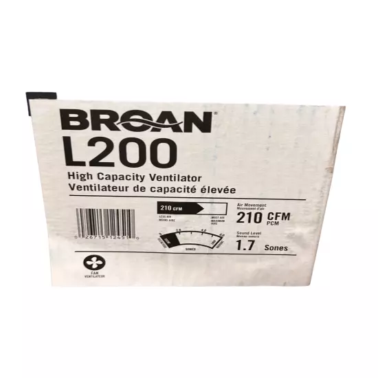 Broan, L200, Ceiling Mount, Ventilation Fan, 8" Round Duct, (210 CFM)