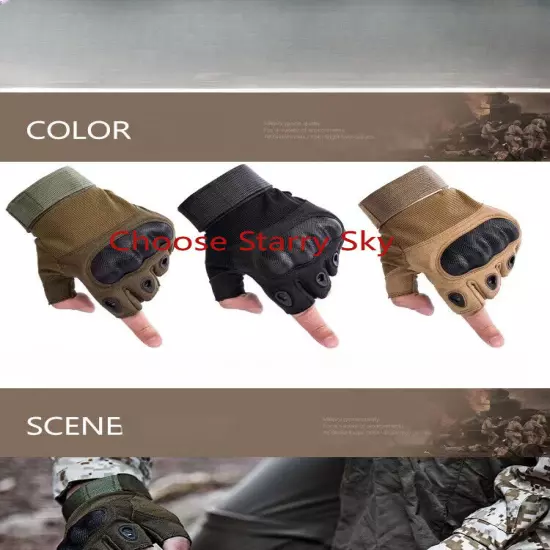 Tactical Half Finger Gloves Combat Hand Protective Gear Handwear BK