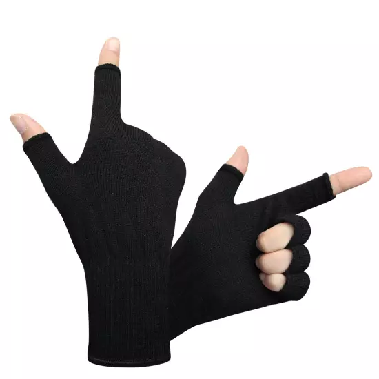 EvridWear Men Women Merino Wool Knit Liner Gloves Finger/Fingerless/Touchscreen