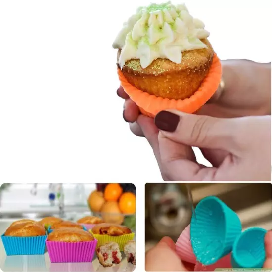 Silicone Cupcake Liners Baking Cups Jumbo, Multicolor+Jumbo Combination 