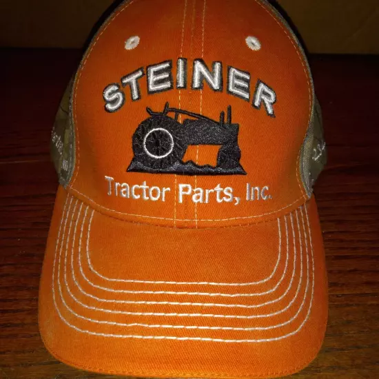 Steiner Tractor Parts Camo Snapback Trucker Orange Brown Adjustable