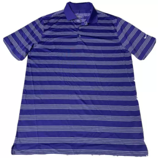 Nike Mens Large Golf Tour Performance Polo Shirt Dri-fit Size L Purple Stripes