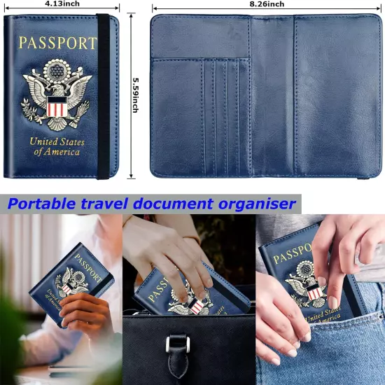 Passport Holder Wallet Cover for Men Women Family Metal US Badge Passport Case