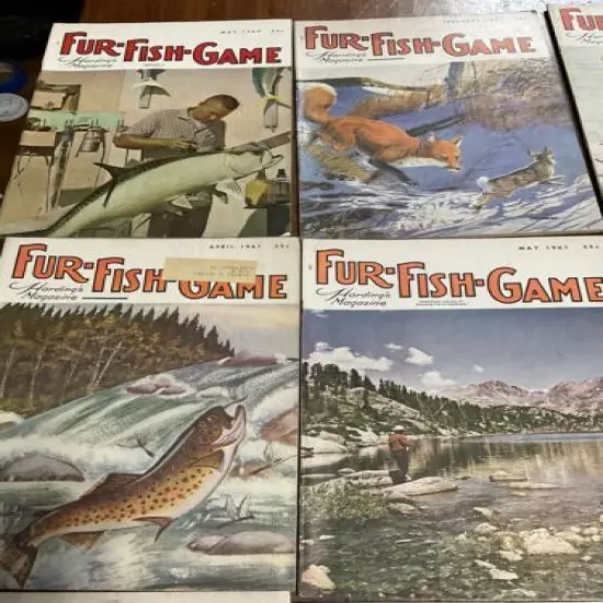 9 Vintage Outstanding Condition Fur Fish Game Magazines Trout Artwork Amazing