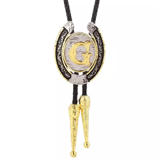 Bolo Tie for Men- Golden Initial Letter A to Z Western Cowboy Bolo Tie for Women