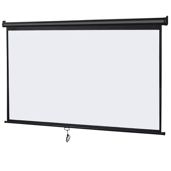 80" 16:9 Manual Pull Down Projector Screen HD Black Movie Theater Vivid Screens