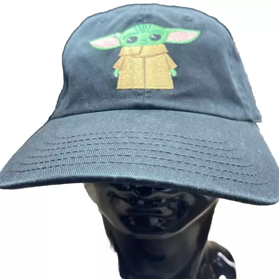 Star Wars The Mandalorian Cap "Baby Yoda" Hat Black Adjustable Disney Adult 