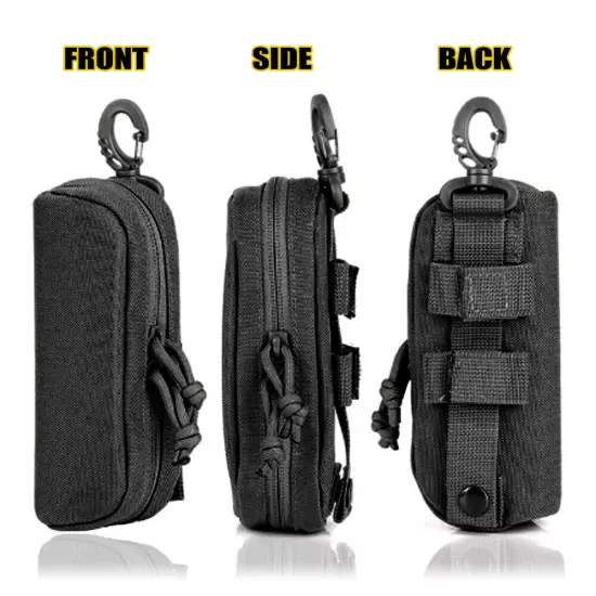 Eyeglasses Hard Case Tactical Molle Zipper Sunglasses Carrying Case with Clip