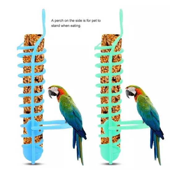 Parrots Feeder Basket Plastic Food Fruit Feeding Perch Stand Holder