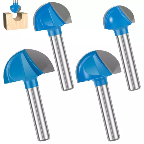 4Pcs 1/4 Inch Shank Cove Box Router Bit Set Round Nose Router Bits Woodworkingφ