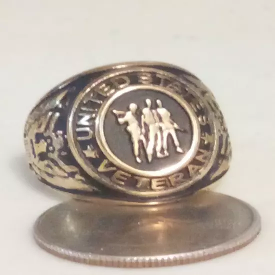 Vintage United States Veteran Ring Gold Tone Stainless Steel Size 11 A8