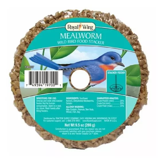 Royal Wing 13123 Pet Supplies 0.6 Pounds Mealworm Wild Bird Food Stacker