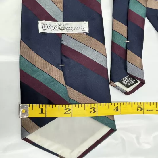 Oleg Cassini Striped Colorful Necktie Silk Repp Tie 3.8" x 58"