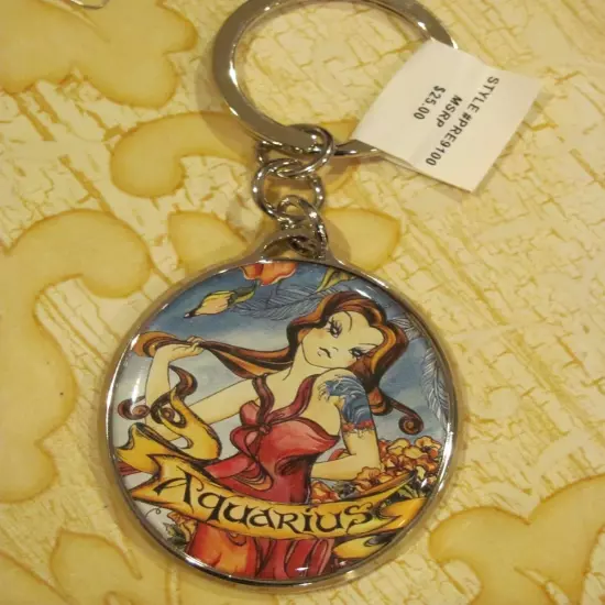 1990’s Isabella Fiore Tattoo Printed Zodiac Sign Keychain - RARE MSRP $25.00 NWT