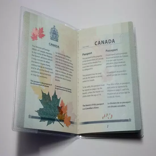 Canadian Canada Clear Plastic Vinyl Passport Cover Protector Holder