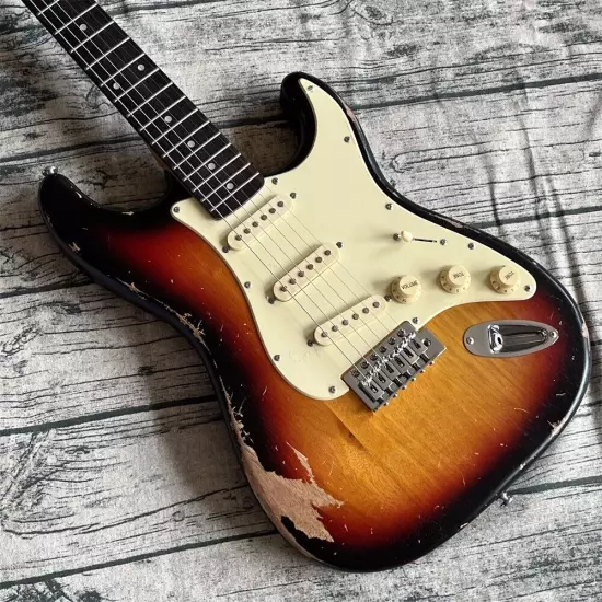 hot selling relics sunburst aged electric guitar big cbs headstock caster