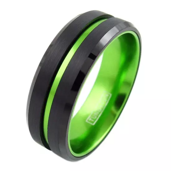 6/8mm Tungsten Carbide Defend the Line Wedding Band Ring 8-Plated Colors