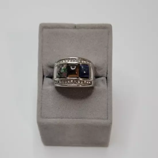 Men's Stainless Steel Size 9 Multi-Gem Ring :) :) So Cool!