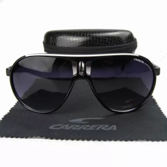 New Men's Women's Retro Outdoor Matte Black Sunglasses Carrera Glasses+Box C01