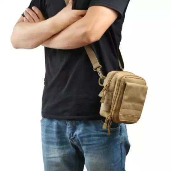 Tactical MOLLE Pouch 1000D Durable Adjustable Shoulder Strap Hiking Pocket Bag