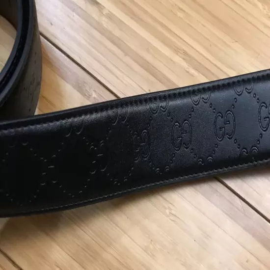 GUCCI BLACK brushed Silver Marmont Belt 48 120 cm box reversible