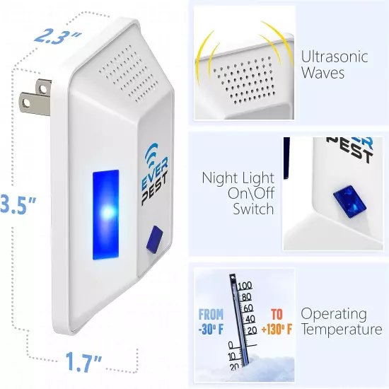 Ultrasonic Pest Control Repeller - Repel Rodents, Ants, Cockroaches Get Rid, Bed