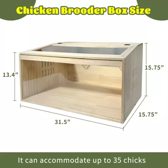 Large Chicken Brooder Box 31.5", Chicken Brooder with 3 Heat Lamp, Temp Contr...