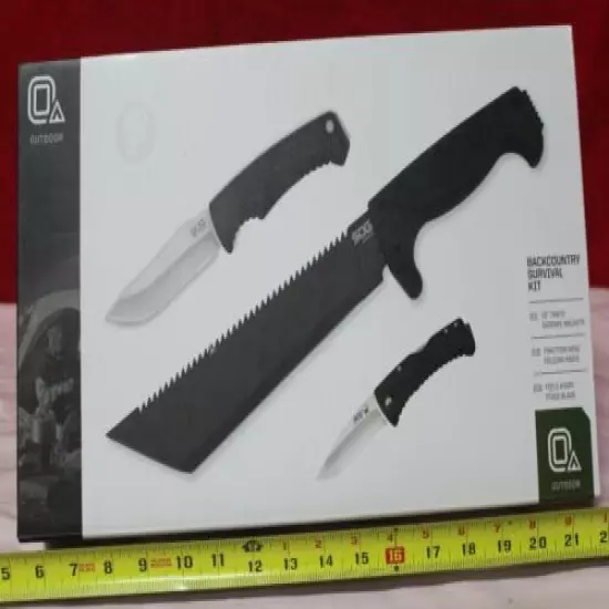 SOG Backcountry Survival Kit Tanto Machete, Traction Folding Knife & Fixed Blade