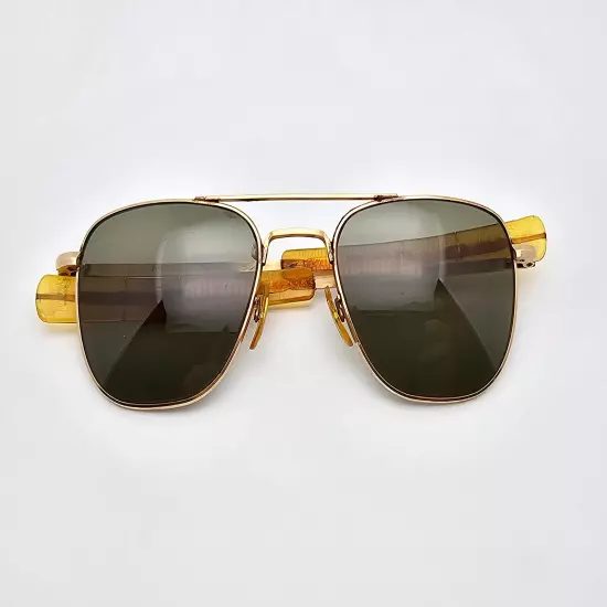 American Optical 1-10 12k GF Gold Fill Frame Glass Lens Pilot Aviator Sunglasses