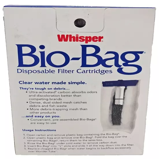 3 Pack TETRA Large Aquarium Fish Tank Filter Cartridge Lot Whisper Bio-Bag NEW