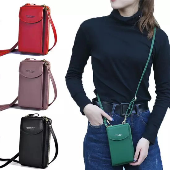 Cellphone Shoulder Bag Women PU Crossbody Bag Handbag Card Holder Bag