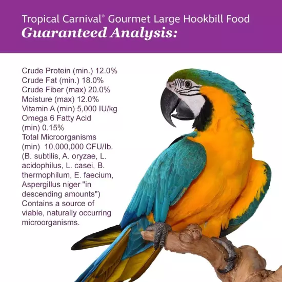 F.M. Brown's Tropical Carnival Gourmet Large Hookbill Food for Parrots, Cockatoo