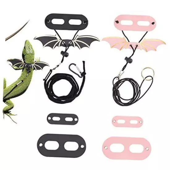  2 Sets Bearded Dragon Lizard Harness Leash 3 Size Pack Leather Adjustable 